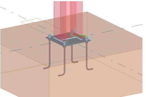 Detalj B — grundläggning i 3D