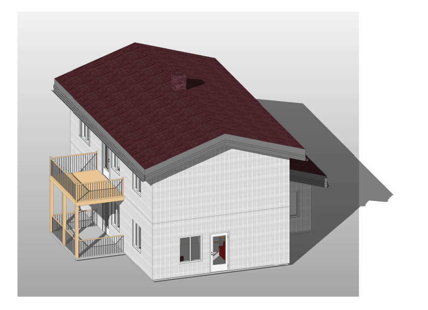 Tvåplans byggnad — 3D
